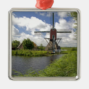 Windmühle entlang eines Kanals östlich von Leiden  Silbernes Ornament