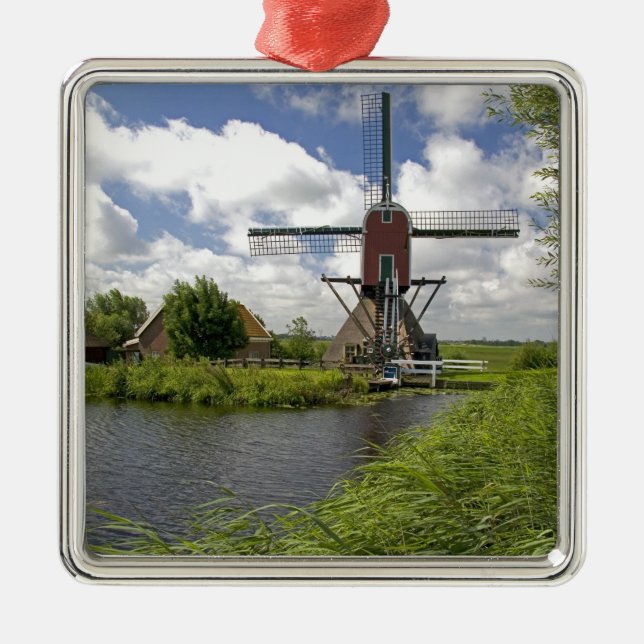 Windmühle entlang eines Kanals östlich von Leiden Silbernes Ornament (Vorne)
