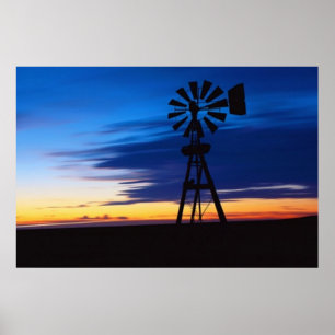 Windmühle im blauen Poster