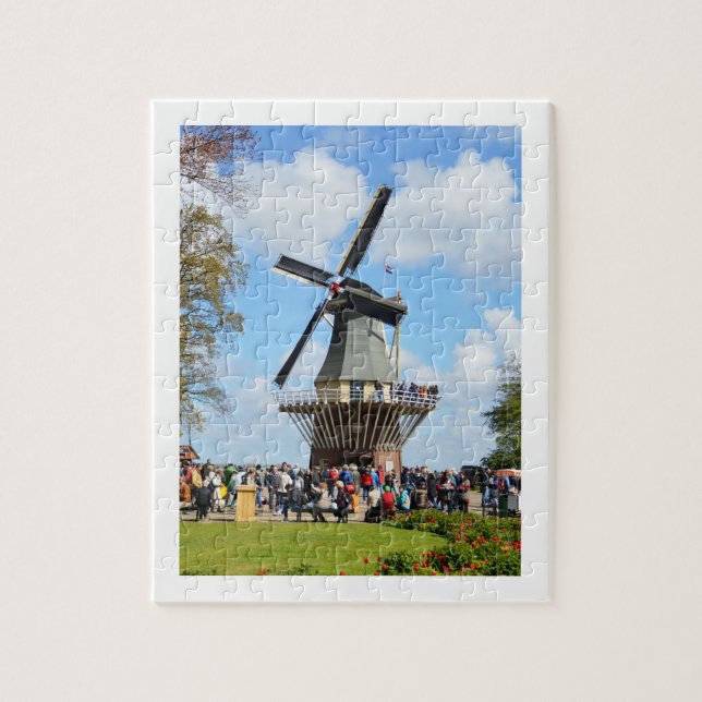 Windmühle im Keukenhof-Garten Puzzle (Vertikal)