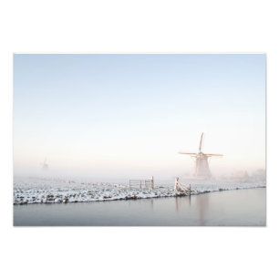 Windmühle im Schnee im Winter-Fotodruck Fotodruck