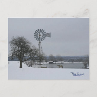 Windmühle im Schnee Postkarte