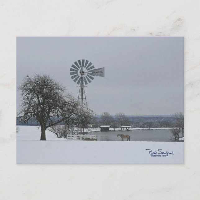 Windmühle im Schnee Postkarte (Vorderseite)