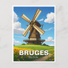 Windmühle in Brügge Belgien Reisen Souvenir Postkarte
