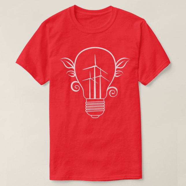 Windmühle Light Bulb Solar Power Klimaschutz Ohr T-Shirt (Design vorne)