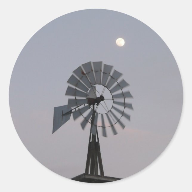 Windmühle Runder Aufkleber (Vorderseite)