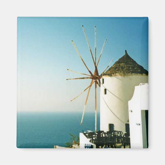 Windmühle Santorini, Griechenland Magnet (Vorne)