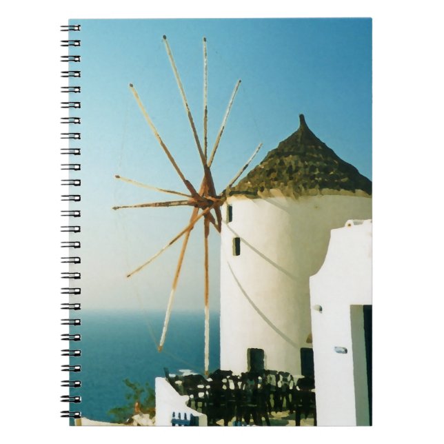 Windmühle Santorini, Griechenland Notizblock (Vorderseite)