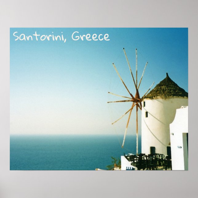 Windmühle Santorini, Griechenland Poster (Vorne)