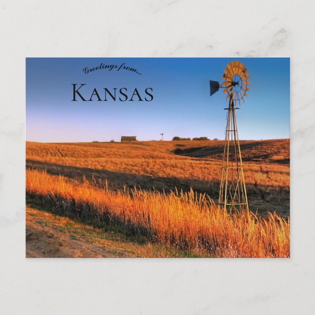 Windmühle Südwestlich von Salina Kansas Postkarte (Vorderseite)