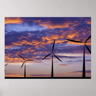 Windmühle Turbine bei Sunset Poster