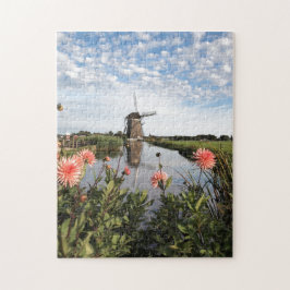 Windmühle und Blumen in den Niederlanden Puzzle