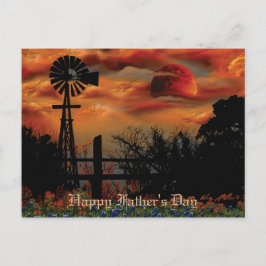 Windmühle und Orange Moon Postkarte