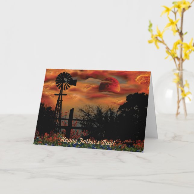 Windmühle und Orangenmond Karte (Gelbe Blume)