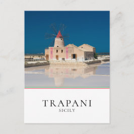 Windmühle und Salz in der Salina von Trapani, Sizi Postkarte