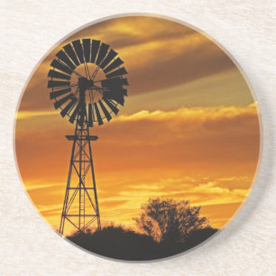 Windmühle und Sonnenuntergang, William Creek, Oodn Getränkeuntersetzer