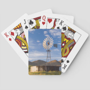 Windmühle und Staudamm in der Karoo bei Sonnenaufg Spielkarten