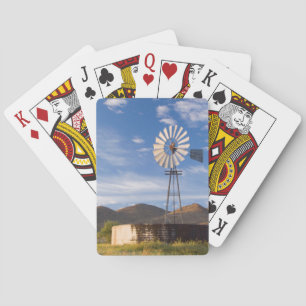 Windmühle und Staudamm in der Karoo bei Sonnenaufg Spielkarten