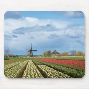 Windmühle und Tulpelandschaftmousepad Mousepad