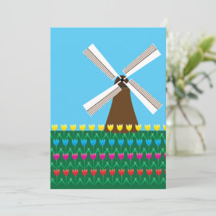 Windmühle unter Tulip-Blume Einladung
