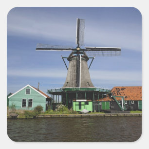 Windmühle, Zaanse Schans, Holland, Niederlande 3 Quadratischer Aufkleber