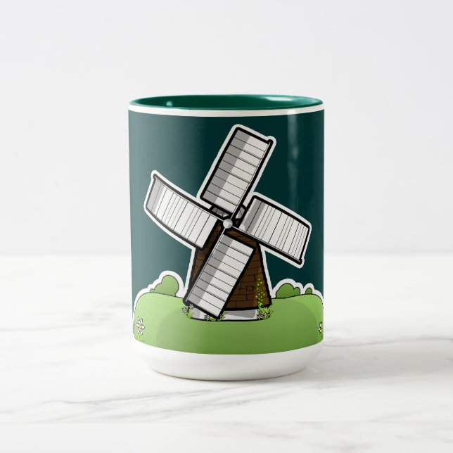 Windmühle Zweifarbige Tasse (Mittel)