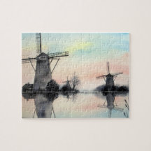 Windmühlen bei Dawn Kinderdijk Holland Painting