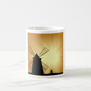 Windmühlen bei Sonnenaufgang Kaffeetasse