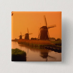 Windmühlen bei Sonnenuntergang, Leidschendam, Nied Button
