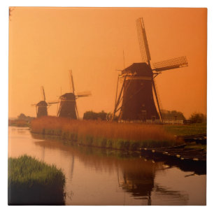 Windmühlen bei Sonnenuntergang, Leidschendam, Nied Fliese