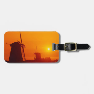 Windmühlen bei Sonnenuntergang, Schermerhorn, Nied Gepäckanhänger