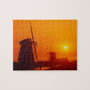 Windmühlen bei Sonnenuntergang, Schermerhorn, Nied Puzzle