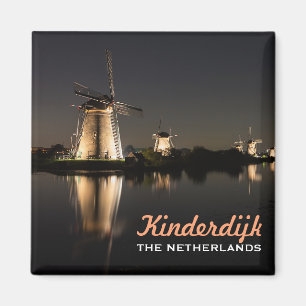 Windmühlen belichtet an NachtKinderdijk Magneten Magnet