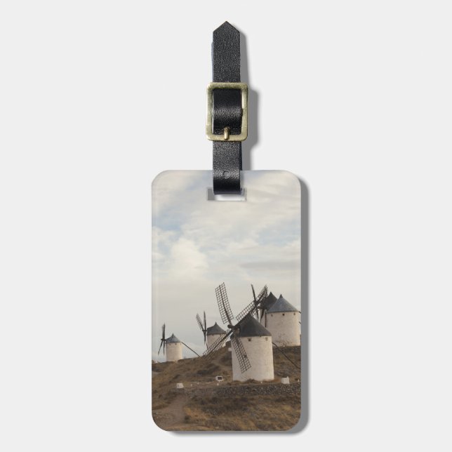 Windmühlen Consuegra, antike La Mancha Gepäckanhänger (Vorderseite vertikal)