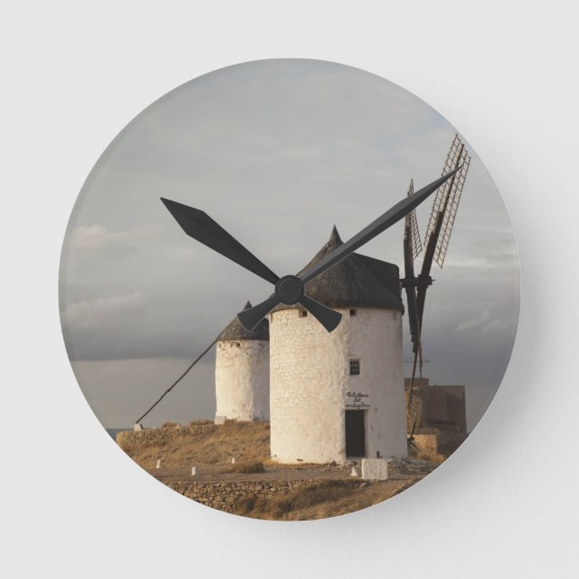 Windmühlen Consuegra, antike La Mancha Runde Wanduhr (Vorderseite)