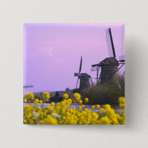 Windmühlen entlang des Kanals in Kinderdijk, Button