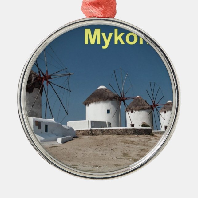Windmühlen Griechenlands Mykonos (Aggel) Silbernes Ornament (Vorne)