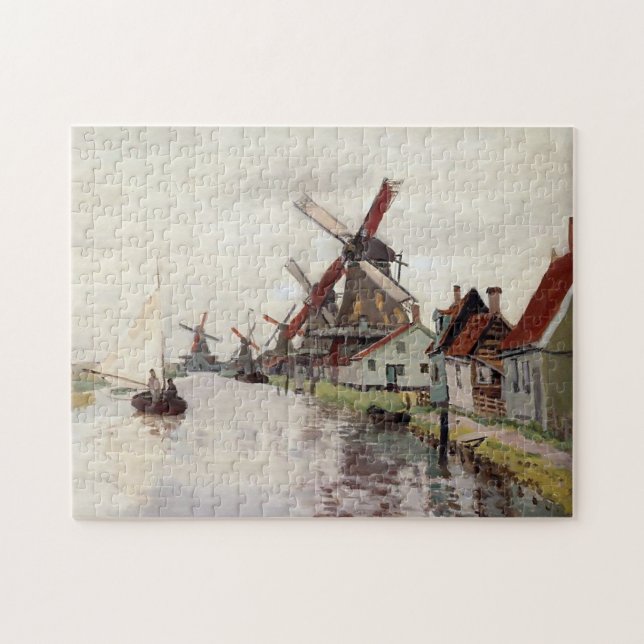 Windmühlen in Holland Monet Schöne Kunst Puzzle (Horizontal)