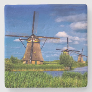 Windmühlen in Kinderdijk, Holland, die Niederlande Steinuntersetzer