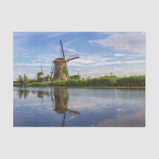 Windmühlen in Kinderdijk, Holland, Niederlande Seidenpapier (Vorderseite)