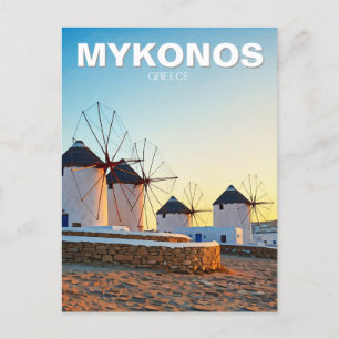 Windmühlen in Mykonos Griechenland Radwanderwege Postkarte