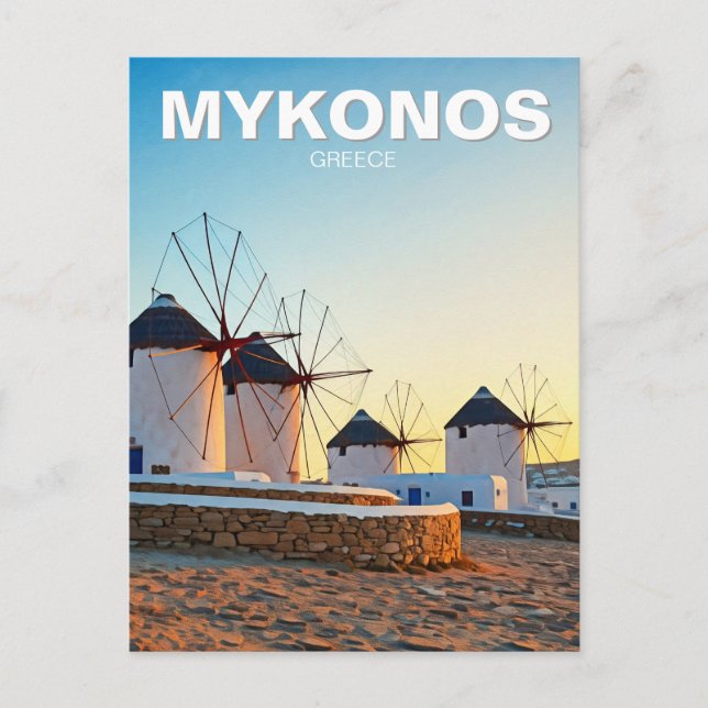 Windmühlen in Mykonos Griechenland Radwanderwege Postkarte (Vorderseite)