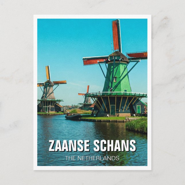 Windmühlen in Zaanse Schans Niederlande Postkarte (Vorderseite)