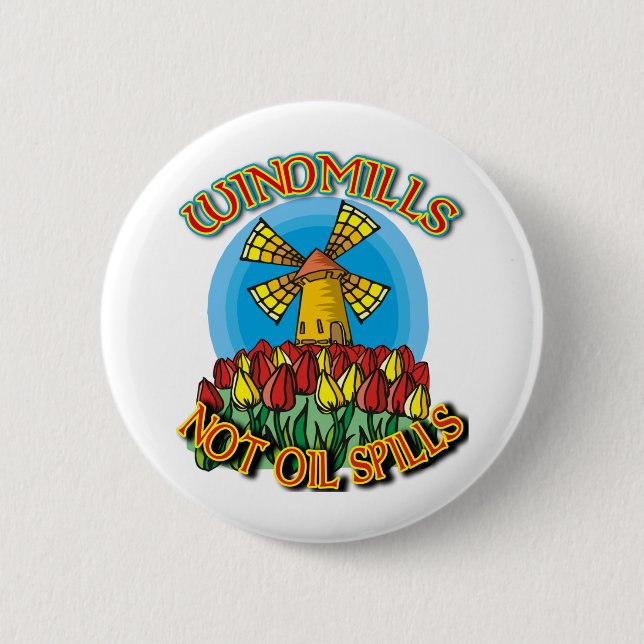 Windmühlen-nicht Ölpest-T-Shirts Button (Vorderseite)