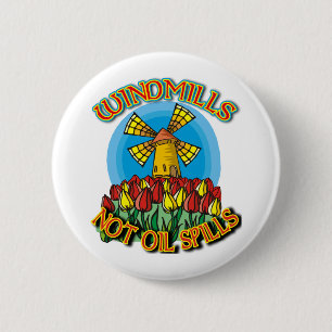 Windmühlen-nicht Ölpest-T-Shirts Button