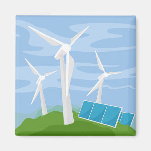 Windmühlen und Solarzellen Magnet