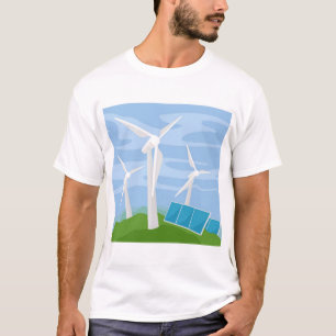 Windmühlen und Solarzellen T-Shirt