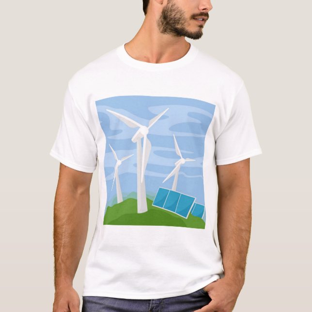 Windmühlen und Solarzellen T-Shirt (Vorderseite)