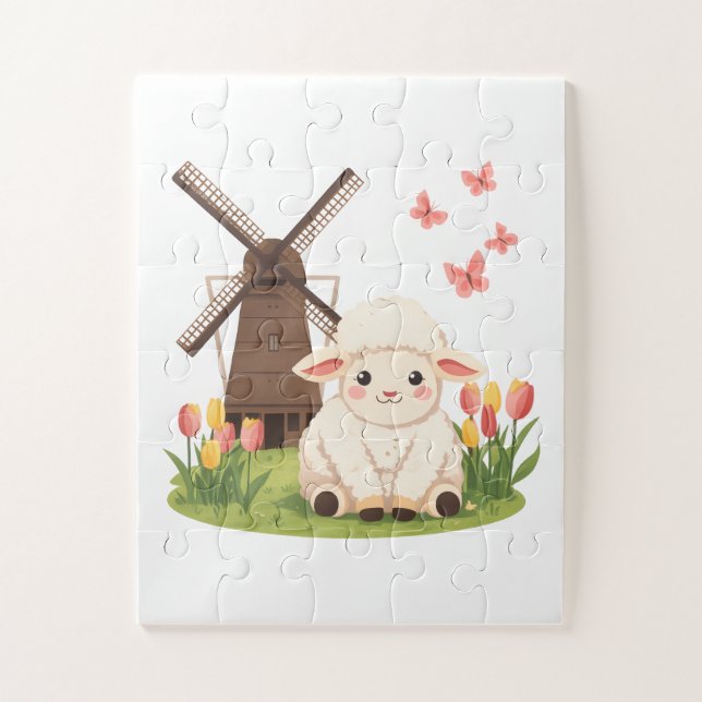 Windmühlenwiese Schafe Puzzle (Vertikal)