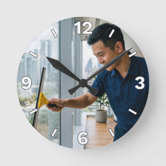 Window Cleaner Office Decor Runde Wanduhr
